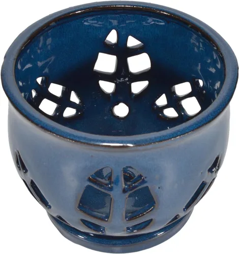 Miniatura 3 de W&W Maceta de orquídeas con agujeros y platillo para trasplantar, azul, 6.5 pulgadas