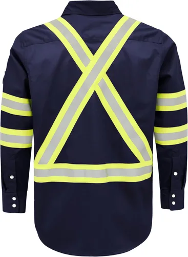 Miniatura 7 de BOCOMAL Camisas FR Alta Visibilidad/Alta Visibilidad Resistente a Llamas/Retardante de Fuego 7.5oz Camisas Reflectantes para Hombre Azul marino/alta