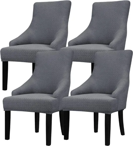 Miniatura 56 de Lellen Funda elástica de terciopelo para silla con respaldo de ala, funda protectora reutilizable para comedor, banquete, decoración del hogar, etc.