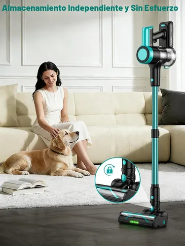 Miniatura 5 de Aspiradora inalámbrica, aspiradora 10 en 1 de 58 Kpa para el hogar, aspiradora de palo de 55 minutos con autopie y pantalla LED, antienredos y carga