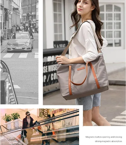 Miniatura 2 de Bolsa de mano impermeable ligera para mujer, maletín de nailon para computadora de trabajo, hombro para laptop de 15.6 pulgadas, XL