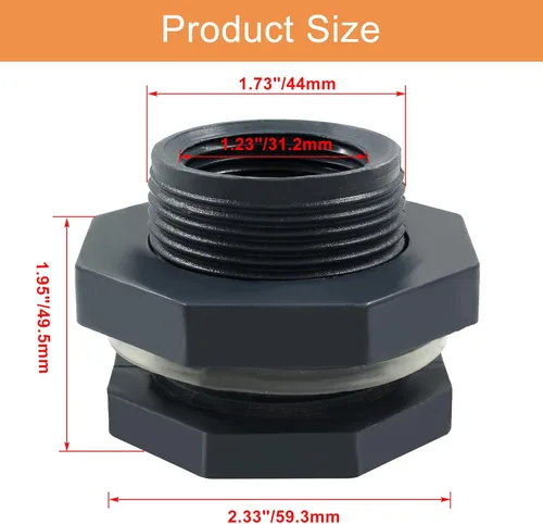 Miniatura 2 de 2 piezas Accesorio de Mamparo de PVC NPT1, Conector de Tanque de Agua de Plástico de 1 Pulgada Roscado Pasante, Accesorios de Tubería Pasante
