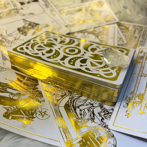 Delaluna Answers Tarot todo de oro: 80 cartas de bonificación de baraja psíquica para adivinación, 1909 Rider Waite Smith adivinación, juego de