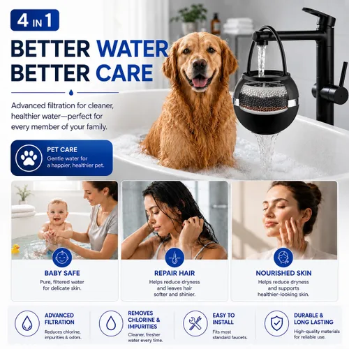 Miniatura 7 de Crystal Quest Filtro de agua de bola de baño para bañera, filtración de 3 etapas, elimina el cloro, la cloramina y los subproductos, 2,500 galones