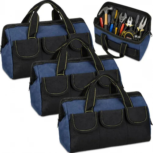 Sanwuta Paquete de 3 Bolsas de Herramientas para Hombres con Fondo Duro Impermeable, Bolsa de Herramientas de Servicio Pesado con Boca Ancha Tipo