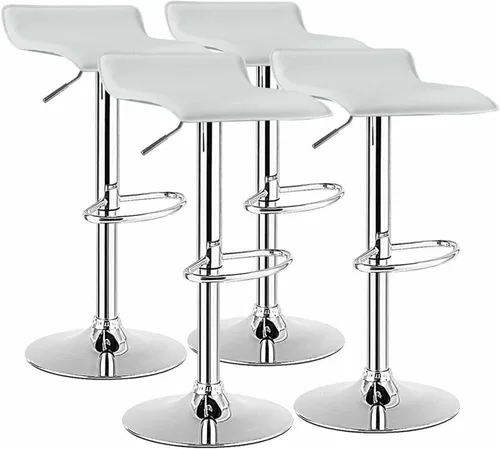 Miniatura 7 de Taburetes de bar altos, 4 juegos de taburetes giratorios de elevación ajustable, taburetes de bar giratorios de piel sintética, sillas de cocina