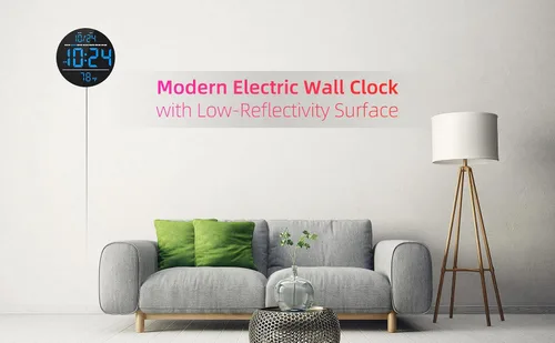 Miniatura 6 de Reloj de pared digital con pantalla LED grande, fecha, temperatura, brillo automático Pequeño reloj [ENCHUFE] Reloj de pared eléctrico moderno