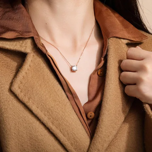 Miniatura 4 de S.Leaf - Collar con colgante de plata de ley con circonia cúbica y solitario, para mujer