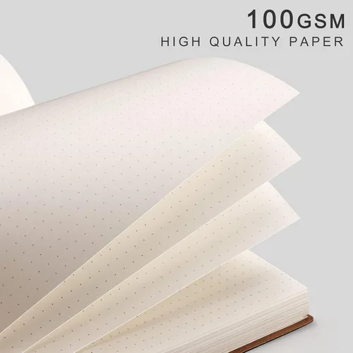 Miniatura 2 de EMSHOI Cuaderno Bullet Journal de Puntos, Diario B5 Grande de Cuero Suave, 192 Páginas Numeradas 100gsm Cuaderno de Cuadrícula de Puntos Grueso