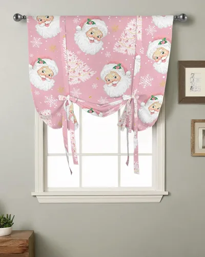 Miniatura 2 de Cortinas de globo de Navidad de Papá Noel rosa para ventanas, paneles de dormitorio de árbol de Navidad de 54 pulgadas de largo, con aislamiento