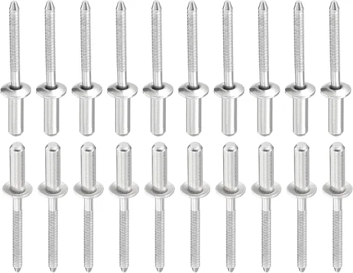 Miniatura 16 de DTGN Remaches ciegos de 0.126 in x 0.394 in (DxL) – Paquete de 50 – Bueno para la unión de maquinaria – Remache de extremo cerrado de cúpula