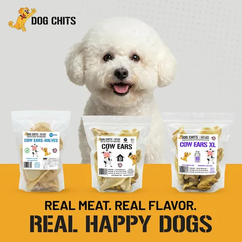 Miniatura 7 de Dog Chits Orejas de vaca para perros – Golosinas para perros totalmente naturales con orejas de vaca y masticables de entrenamiento – Alto