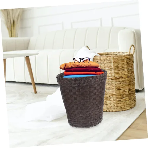 Miniatura 9 de LIFKOME Cubo de almacenamiento de paja Papelera portátil Papelera de escritorio Cestas de almacenamiento decorativas Cesta decorativa Papelera