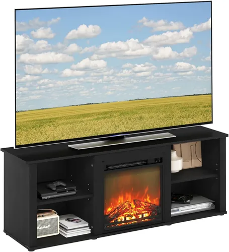 Miniatura 31 de Furinno Soporte clásico de TV de 70 pulgadas con chimenea, roble francés gris gris roble francés