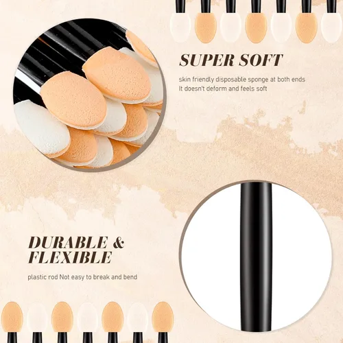 Miniatura 3 de Tanlade 500 aplicadores de sombra de ojos, brochas de maquillaje desechables para sombra de ojos, cepillos de esponja de doble cara para mujeres