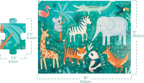 Miniatura 2 de Stephen Joseph, Rompecabezas educativo con bote, rompecabezas de animales de 48 piezas, rompecabezas de animales de aprendizaje para niños de 3 a 5
