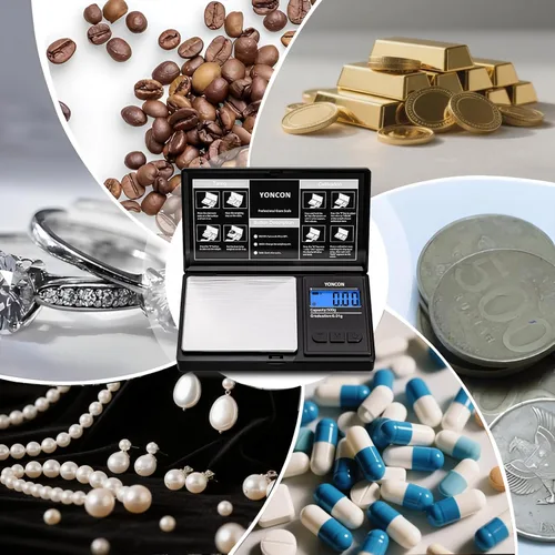 Miniatura 6 de Báscula de gramos - 500g de precisión ultra precisa digital de 0.01 gramos para joyas, diamantes, oro y plata, báscula de bolsillo portátil