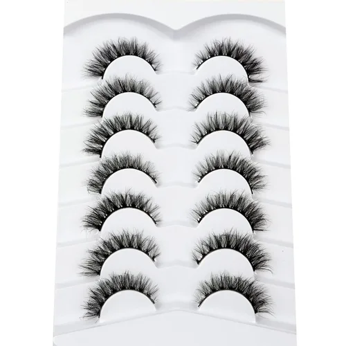 Miniatura 56 de Pooplunch - Pestañas postizas finas de visón sintético, estilo ojo de gato, naturales, cruzadas, tipo racimo, efecto 8D de volumen, tiras