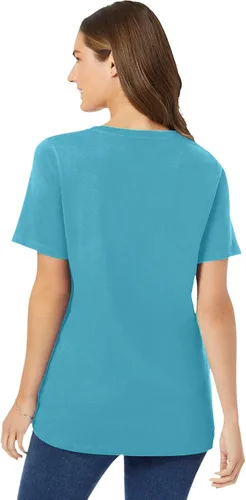 Miniatura 3 de Woman Within Camiseta de manga corta con cuello en V para mujer, talla grande