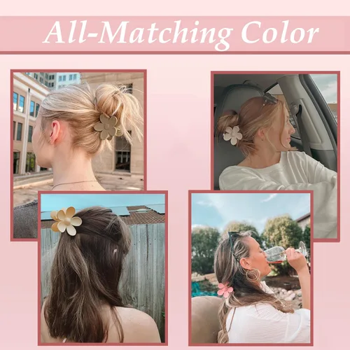 Miniatura 4 de Juego de 9 pinzas para el cabello mate: pinzas de metal antideslizantes grandes para cabello grueso y fino, 9 estilos con fuerte sujeción