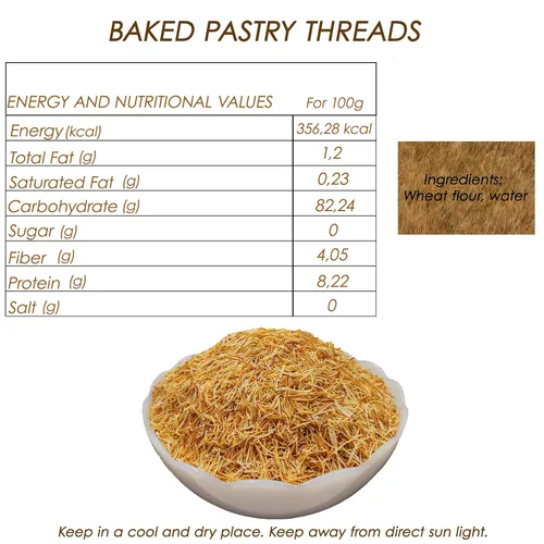 Miniatura 2 de BAYKUL Kataifi Pastelería para chocolate Dubai, masa crujiente de fillo triturada Kadayif horneada, lista para usar (1.1 lb (500 gr), horneada)