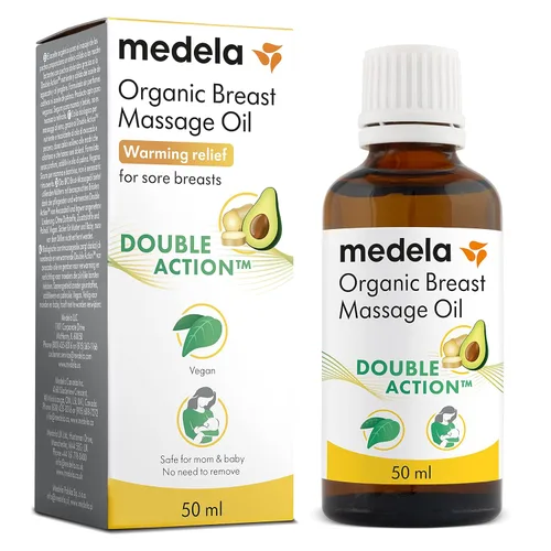 Medela Aceite de Masaje Orgánico para Pecho para Madres que Amamantan | Alivio de la Sensibilidad y Plenitud del Pecho | Fórmula Completamente