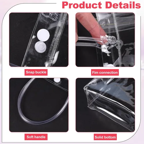Miniatura 4 de Dyrfolm 24 bolsas de plástico transparente con asa, reutilizables de plástico transparente para regalo, para fiestas, compras, bodas