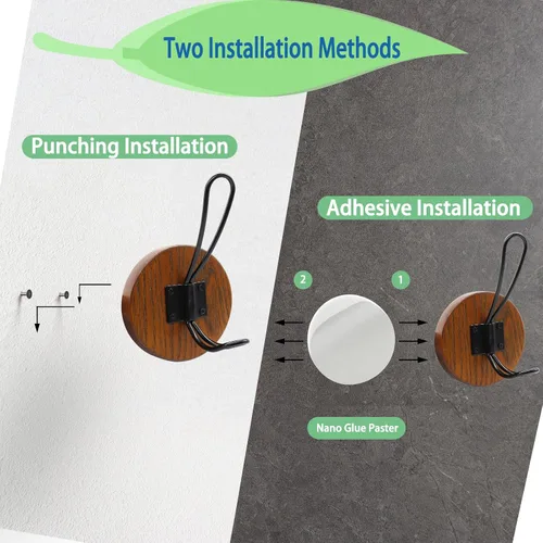 Miniatura 3 de Ganchos para toallas de baño, paquete de 2 ganchos de pared rústicos de granja para colgar batas, colgador de puerta autoadhesivo para colgar