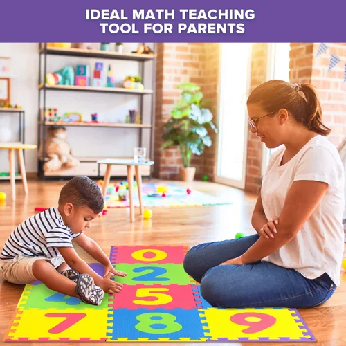 Miniatura 5 de Tapete seguro de números no tóxico, grueso y suave, de 0 a 9, 10 azulejos, aprendizaje temprano de matemáticas, los niños aprenden y juegan