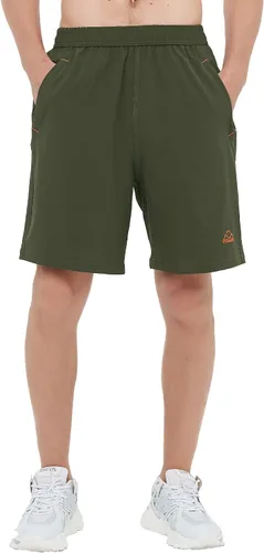 Miniatura 7 de TBMPOY Pantalones cortos de senderismo para hombre, 7 pulgadas, secado rápido, para gimnasio, deportes al aire libre, bolsillos cortos con cremallera