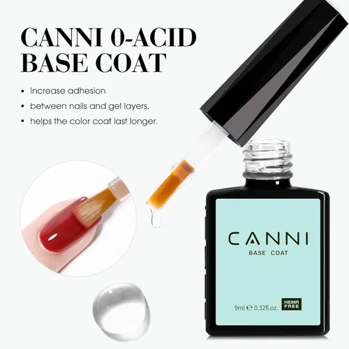 Miniatura 4 de CANNI - Juego de 2 capas de esmalte de uñas de gel sin necesidad de limpieza y capa base, acabado brillante, duradero, esmalte de uñas de gel
