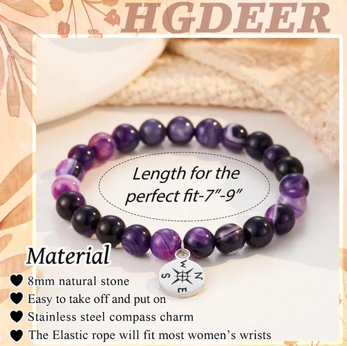 Miniatura 10 de HGDEER Pulsera de jubilación de piedra natural para mujeres/hombres 2024, regalos de despedida de despedida, regalo de San Valentín para compañeros