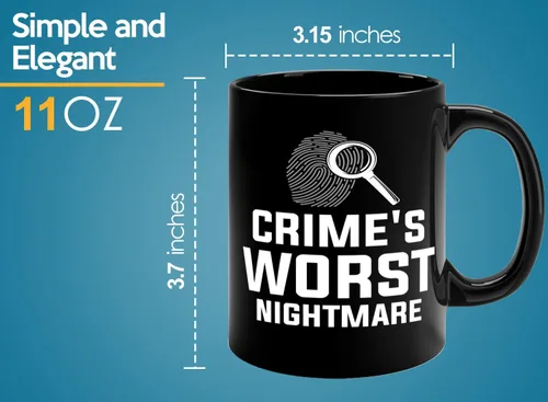Miniatura 6 de Taza de café detective de 11 onzas, color negro, crimes peor pesadilla, oficial de policía, patrulla policial, detective, policía, policía, policía