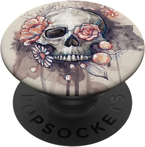 Miniatura 7 de FLORAL FLORAL SKULL BLACK PINK ART PARA TATUAJE NIÑAS MUJERES PopSockets PopGrip: agarre intercambiable para teléfonos y tabletas PopSockets MagSafe