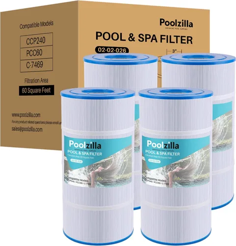Poolzilla Paquete de 4 filtros de repuesto para piscina PLFPCC60, Pleatco PCC60, Pentair CCP240, R173572, 178569, Unicel C-7469, Filbur FC-1975,