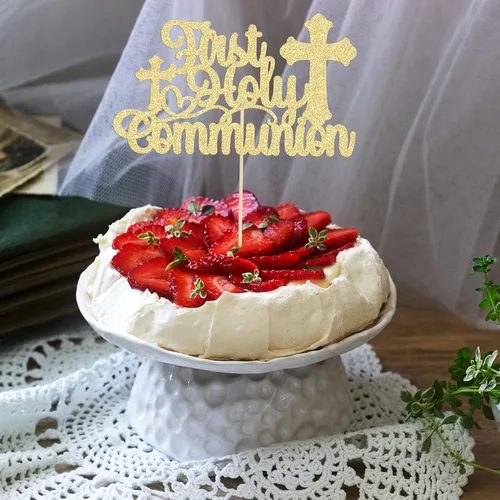 Miniatura 7 de Gyufise Decoración para pastel de primera comunión para bautismo cristiano, decoración religiosa de Dios bendiga Baby Shower para niños, decoración