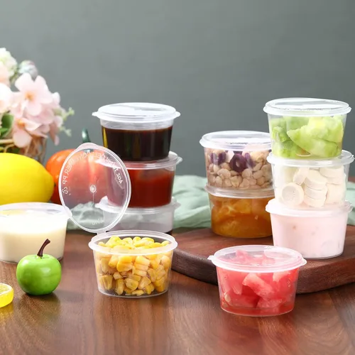 Miniatura 7 de Didaey 100 recipientes de almacenamiento de alimentos para bebés de 4 onzas con tapas con bisagras, pequeños recipientes desechables de plástico