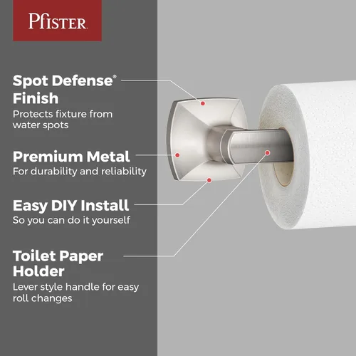 Miniatura 2 de Pfister Vaneri BPHVRI0GS - Portarrollos de papel higiénico, montaje en pared, atornillado, acabado de níquel cepillado