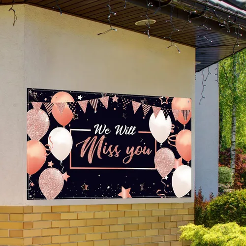 Miniatura 6 de Banner con texto en inglés «We Will Miss You» – Extra grande de 72 x 44 pulgadas, telón de fondo de graduación para decoraciones de fiesta de Oro