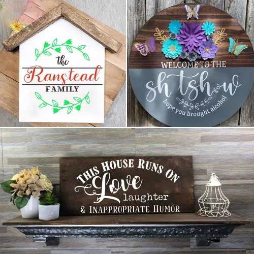 Miniatura 7 de Plantillas de bienvenida para manualidades, plantilla de bienvenida reutilizable para letrero de madera, plantillas de 12 pulgadas para pintar