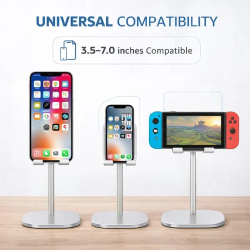 Miniatura 8 de Mizi Soporte para teléfono celular, ángulo y altura ajustable, soporte de teléfono de escritorio compatible con iPhone 17/16/15 Pro Max, Samsung