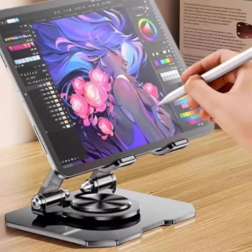 Miniatura 9 de Soporte de tableta para iPad, soporte de escritorio giratorio de 360°, soporte de escritorio plegable ajustable de acero al carbono, para iPad Pro