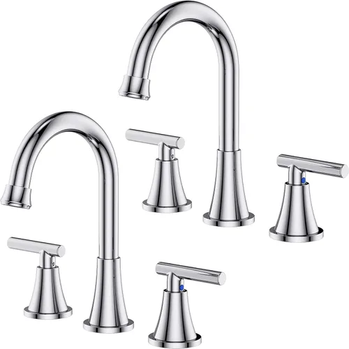 Miniatura 17 de Grifos de Baño para Lavabo de 3 Orificios, Hurran Grifo de Lavabo de Baño Dorado Cepillado con Desagüe Pop-up y Líneas de Suministro, Grifo Oro