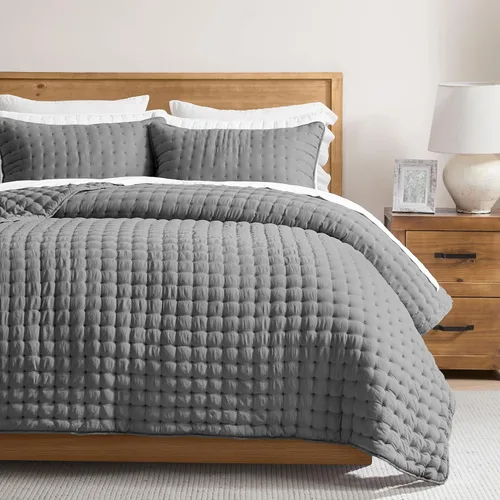 Miniatura 12 de WDCOZY Juego de ropa de cama tamaño individual con funda de almohada, colcha suave y ligera, edredón acolchado y fino para todas las estaciones, 2