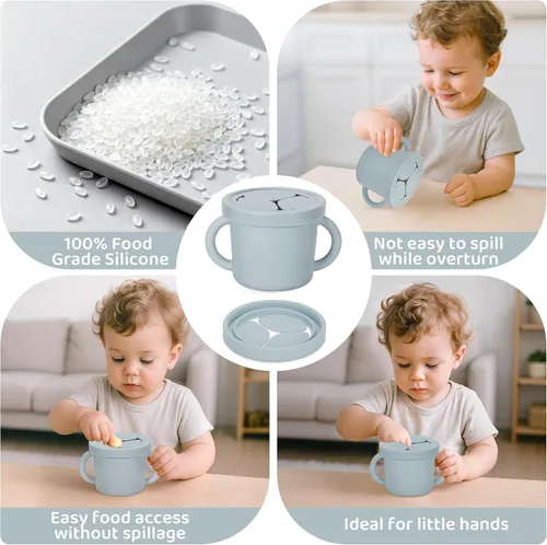 Miniatura 4 de Recipientes de silicona de grado alimenticio para aperitivos, recipientes de aperitivos con asas y tapa para niños pequeños (color 2)
