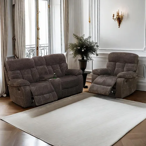 Miniatura 23 de Juego de sofá reclinable para muebles de sala de estar, juego de sofá y silla reclinable de pana verde, tela manual, sofá reclinable de 3 plazas