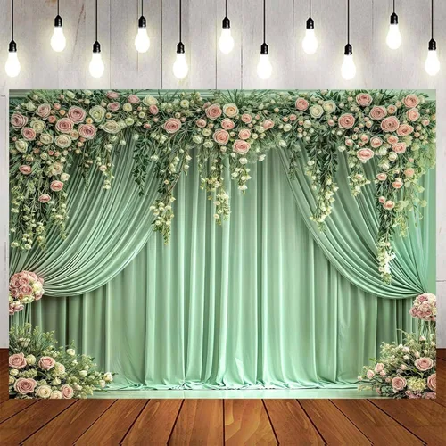 Miniatura 9 de Telón de fondo de flores de primavera de 5 x 3 pies para sesión de fotos de flores rosas y flores, decoración de fiesta de té, telón de fondo