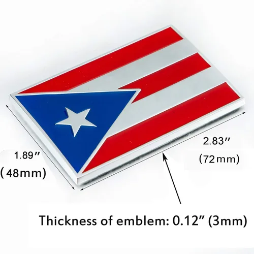 Miniatura 2 de Dsycar Paquete de 2 emblemas de Puerto Rico en relieve, bandera de metal cromado para accesorios de decoración de automóvil, regalos 4 tapas