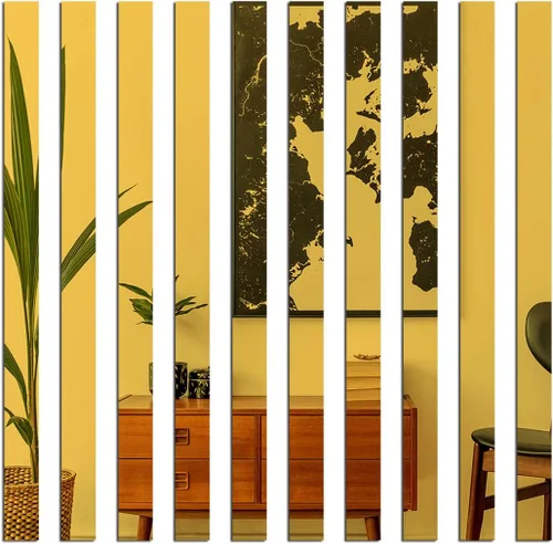 Miniatura 9 de 10 tiras de azulejos de espejo acrílico, autoadhesivas, calcomanías de pared para sala de estar, fondo de TV, techo, decoración del hogar, oro rosa