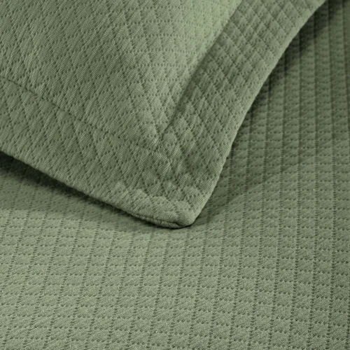 Miniatura 7 de Cubrecama doble Superior Diamond Solitaire de algodón de primera calidad Jacquard Matelassé con fundas de almohada a tono, color aguamarina, Verde